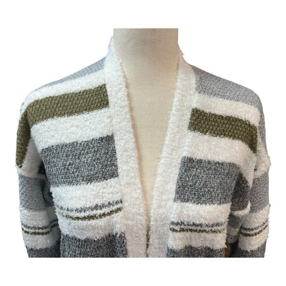 Pink Clover Color Blocked Striped Cardigan~Size Small~Grey/Olive NWT ~ L11 17 - Picture 2 of 9